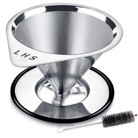 Pour Over Coffee Dripper, Coffee Filter Cone Reusable Paperless Stainless Steel Coffee Filter Single Layer Coffee Maker 1-4 Cup