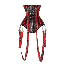 luvsecretlingerie Heavy Duty 26 Double Steel Boned Waist Training Faux Leather Tartan Underbust Tight Shaper Corset #8551-B-T