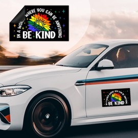 MAIANEY [7.5"x4.5"] in A World Where You Can Be Anything Be Kind Magnetic Bumper Sticker Positive Affirmation Equality Car Bumper Magnets Kindness Peace Gifts Decorations Car Truck Automobile Vehicle