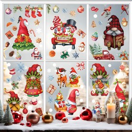BOOMTOP 9 Sheets Christmas Window Stickers Christmas Gnome Window Clings Stickers Double-Sided Print Window Decals Christmas Static Stickers for Christmas Window Decoration