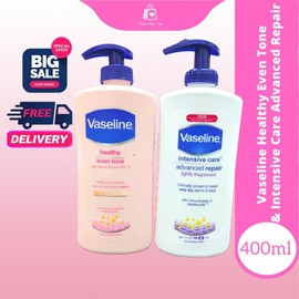 Vaseline Healthy Even Tone Extra White Body Lotion UV SPF Intensive Care Advanced Repair Moisturising Whitening 400ml Pelembap Badan Pemutihan Losyen