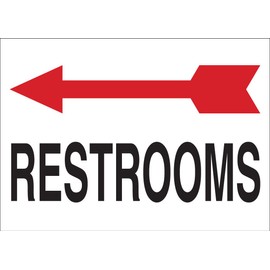 Brady 47551 Plastic, 10" X 14" Sign, Legend, "Restrooms (W/Left Arrow)"