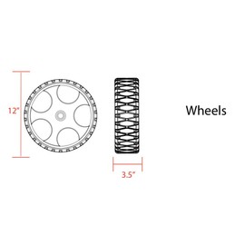 Wilderness Systems 12" No-Flat Wheels, Pair - for Heavy Duty Kayak Cart, Black