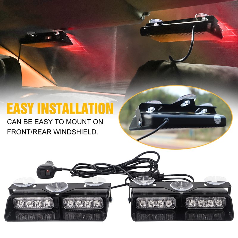 XRIDONSEN 2 in 1 Dash Emergency Strobe Lights Interior Windshield