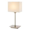 Contemporary Satin Nickel Bedside Table Lamp with White Cotton Fabric