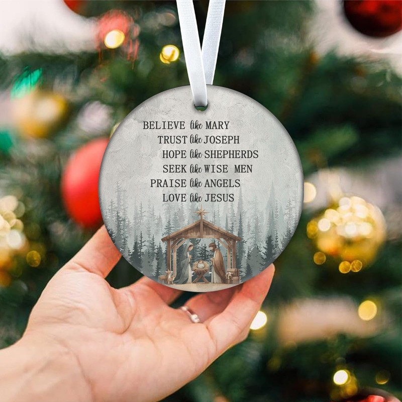 Ceramic Christmas Ornaments, Nativity Scene Birth Jesus, for Home Decor