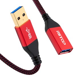 RIITOP USB 3.0 Extension Cable Short 1FT (2-Pack), USB 3.0 Type A Male to Female Extender 5Gbps Nylon Braided Cord Compatible with USB Disk, Keyboard, webcame, Printer