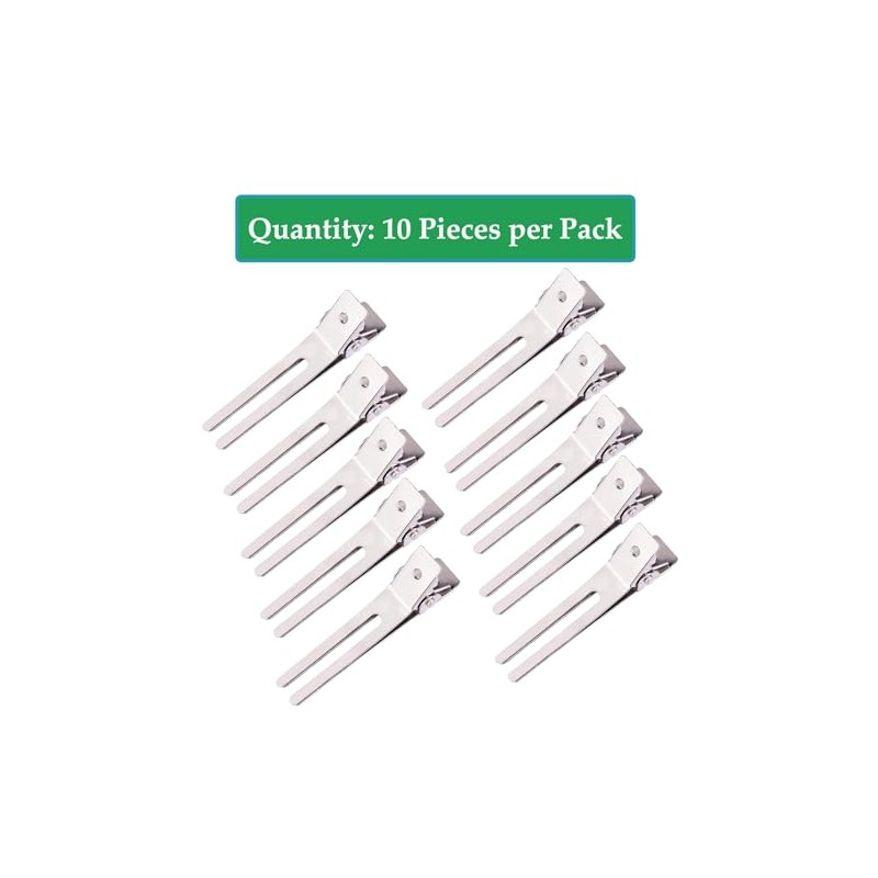 10 Pack Double Prong Pin Curl Clips, Duck Billed Hair