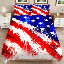 Yopiiefa American Flag Bedding Set 3 Pieces Soft Comforter Cover Twin Size with 2 Pillowcases 1 Duvet Cover for Men Women Bedroom