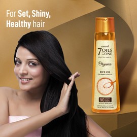 Emami 7 Oils In One Organics Rice Hair Oil | Repairs Damage| Ultra-Light & Non-Sticky | Certified Organic | Free From Parabens, Sulphates & Harmful Chemicals |For Soft, Bouncy, Frizz-Free Hair - 200ml