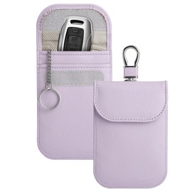 Teskyer 2 Pack Faraday Pouch for Car Keys, Keyless Car Key Signal Blocker Pouch, Rfid Key Pouch, Light Purple