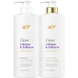 Dove Shampoo and Conditioner Set, Volume & Fullness – Daily Volumizing Hair Care Formula Infused with Collagen, 18 Oz Ea