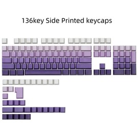Womier PBT keycaps,Double Shot keycaps 75 Percent,Cherry Profile Keyboard keycap,Gradient Purple,Side Printed,Shine Through keycap for Mechanical Gaming Keyboards（136key,only keycaps）