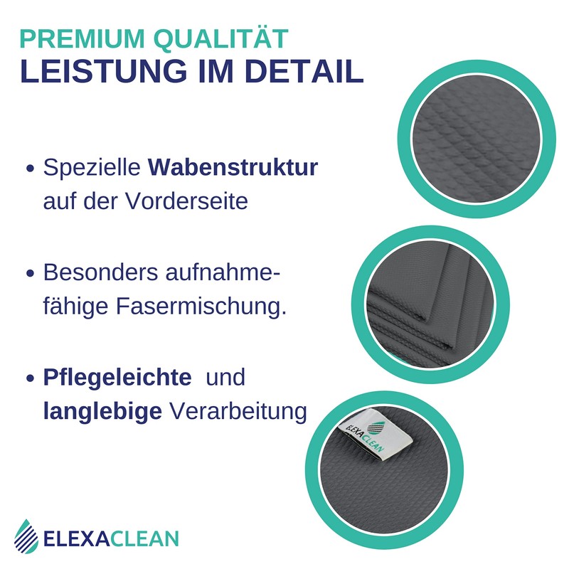 Elexaclean Streak-free, Premium Microfibre Window/Windscreen Cloth (Pack of 6, 60