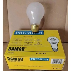 Damar (1) 4 Pk DAMAR 25W Frosted 130v Medium Brass Base
