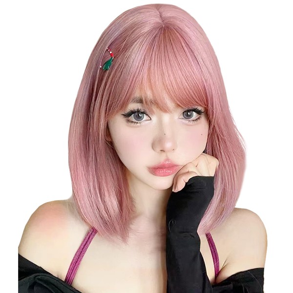 Hawkko ウィッグ セミロング ボブ ストレート ミディアム 黒髪 ショート ウィッグ ロング