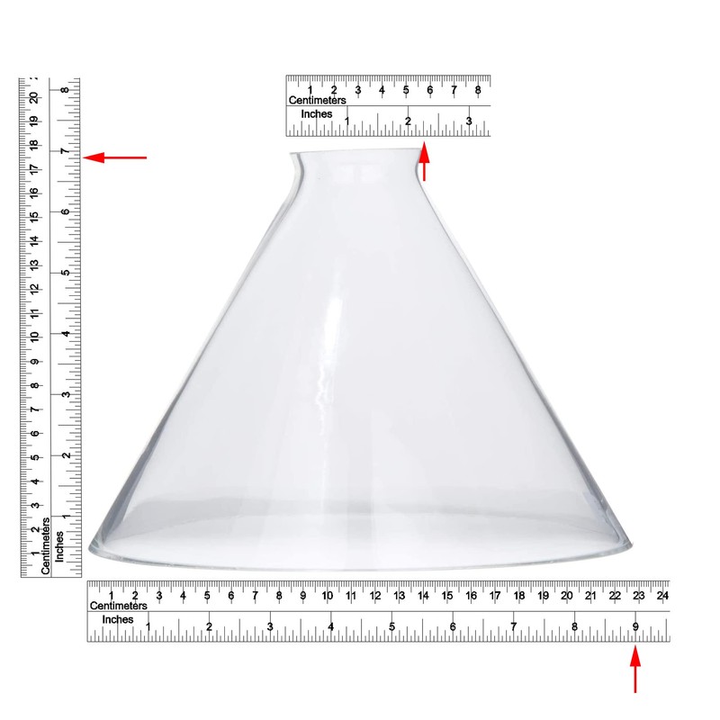B&P Lamp® Clear Glass Deep Cone Shade with 9 Inch