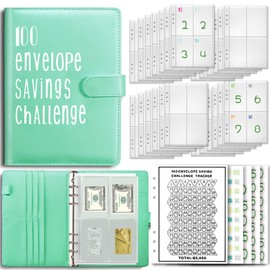100 Envelopes Saving Challenge AU - A5 Money Wallet Binder with Upgraded Cash Envelopes, Waterproof Budget Planner