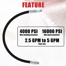 Tool Daily Pressure Washer Whip Hose with Swivel, Hose Reel Connector for Pressure Washing with Power Washer Adapter Set, 2 FT