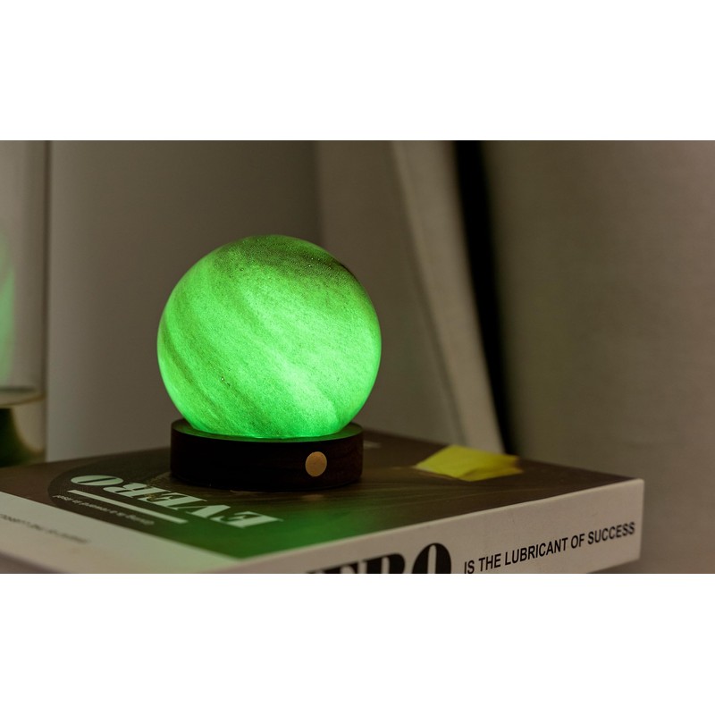 Gingko AstraGlass Lamp (Lamp), Walnut Wood and Glass, Mini, Sand