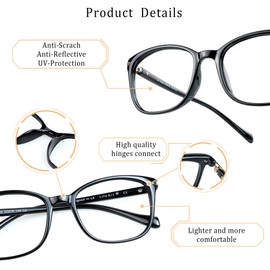 LifeArt Blue Light Blocking Glasses, Anti Eyestrain, Computer Reading Glasses, Gaming Glasses, TV Glasses for Women and Men, Anti Glare (Black, 1.50 Magnification)