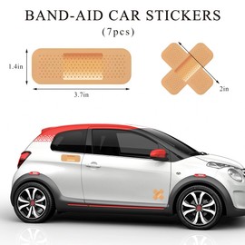 Yourkar Car Bandage Decal, Funny Cute Auto Cartoon Bandage Stickers with 2 Shapes, Waterproof Decorative Band-Aid Sticker Universal for Most Vehicles, Car Accessories for Decor (Yellow, Cross)