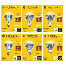 GE Lighting (6 bulbs) GE nighthawk LED PAR30 Longneck, 24 watt, 2200 lumens, 3000K warm