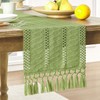 ZeeMart Macrame Style Boho Table Runner, Sage Green Table Runners