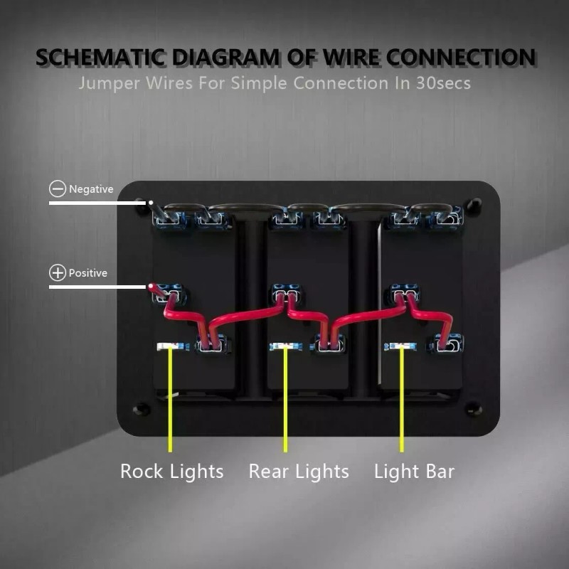 Ameribox 3 Gang Toggle Rocker Switch Panel Green LED Light