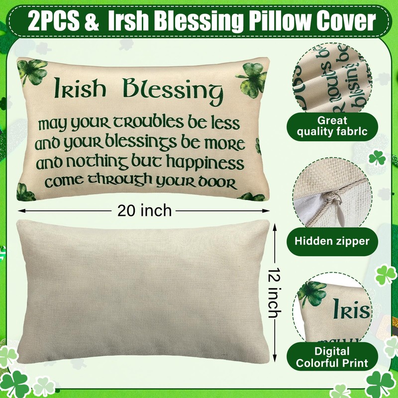 FuWeave FuWeave 2 Pcs St. Patrick's Day Irish Blessing Pillow