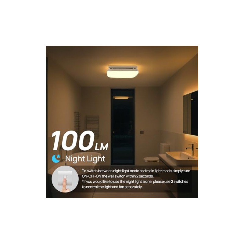 Consciot Bathroom Exhaust Fan with Light, 50 CFM, 1.0 Sone