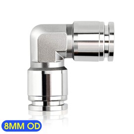 TAILONZ PNEUMATIC 304 Stainless Steel 8mm od 90 Push to Connect Fittings Tube Elbow Connect Push Fit Fittings Tube Fittings Push Lock PV-8 (Pack of 1)