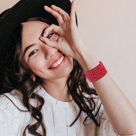 YANCHUN Leather Wrap Boho Bracelet for Women Rhinestone Bracelet Stackable Bracelets for Women Western Outfit Dress