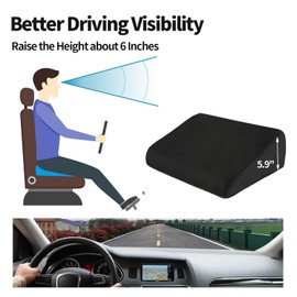 HOMBYS High Density Foam Car Seat Cushions for Short People,Car Booster Seat for Short Drivers,Ultra Thick Adult Booster Seat for Car Driving,Wedge Seat Cushion 6" Thickness,Black Mesh Cover