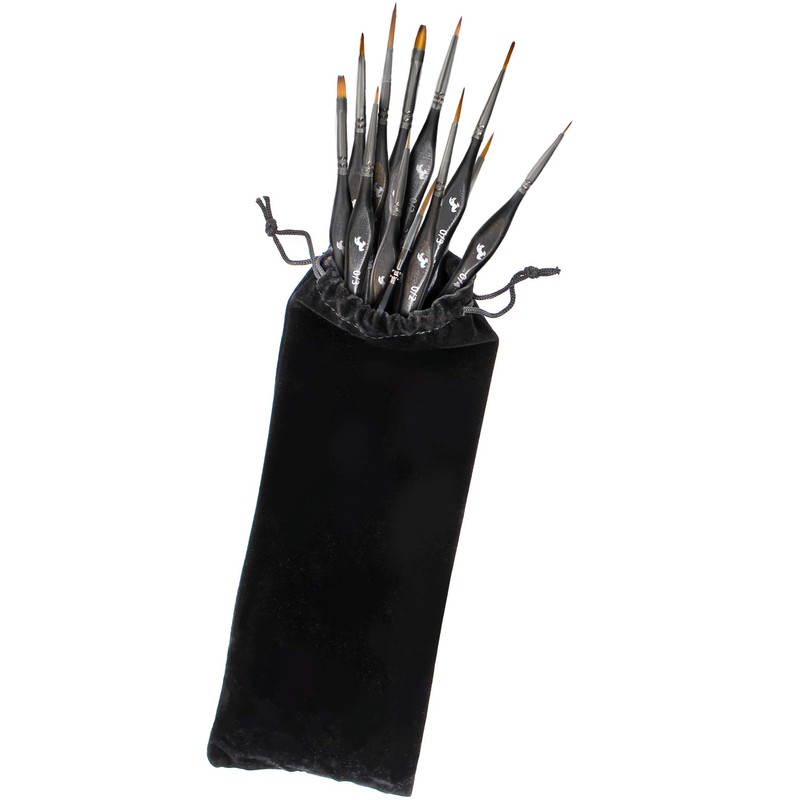 Workhorse Ergonomic 12-Piece Miniature Fine Point Paint Brush Detail Set