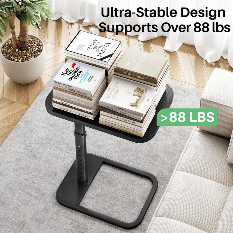 Kitstorack TV Tray Table, Adjustable Height & Rounded Metal Corners,