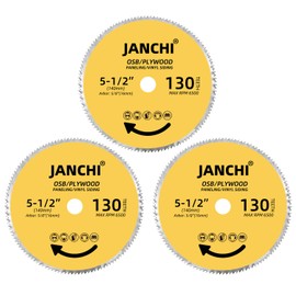 3Pack 5-1/2 Inch 130T Circular Saw Blade 5/8 Inch (16mm) Arbor, Plywood, OSB, Paneling and Vinyl Siding Fast and Smooth Cutting Saw Blade, with 5/8"-1/2" and 5/8"-3/8" Bushing