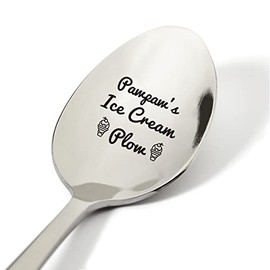 Papa Gift Ideas, Pawpaw's Ice Cream Plow Spoon Engraved Stainless Steel Present, Ice Cream Lovers Food Gifts for Men Birthday Father's Day Xmas, 7.5"