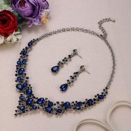 EVER FAITH Women's Jewellery Set Bridal Jewellery Set Crystal Flower Leaf Vine Teardrop Wedding Necklace Earrings Set, Crystal, Crystal