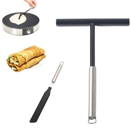 FCSNJH Crepes distributor, crepe spatula, crepe accessories, crepe pan, crepe distributor, crepe maker accessories, crepes pan, pancake turner, stainless steel crepe spatula and distributor set