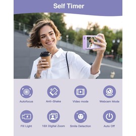 Digital Camera, 1520P Autofocus Compact Camera 48MP Digital Cameras Portable Camera with 2.8" Screen, 16X Digital Zoom, Portable Mini Camera for Kids, Teenagers,Beginner（Purple）
