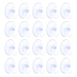 YANWANDEFA 20 PCS Clear Suction Hooks Reusable PVC Sucker Pads with Hook Multi-Purpose Vacuum Suction Cup Hooks for Bathroom Kitchen Door Window Hanging Items