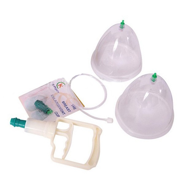 Woman Breast Pump Enlargement Cup Twin 2 Suction Cup with Manual Pump Set Body Cupping Massager Breast Feeding Pump