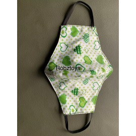 Face Mask  triple Layer Handmade Washable Cloth Green Heart