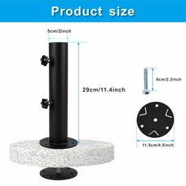 Universal Granite Umbrella Stand Tube Outdoor, Stone Umbrella Tube Base for Outside, Umbrella Pole Replacement Umbrella Mount, Tabletop Umbrella Tube Holder, DIY Patio Umbrella Holder Parts
