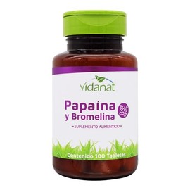 Vidanat Papaína y Bromelina 100 Tabletas – Suplemento Alimenticio de Origen Vegetal