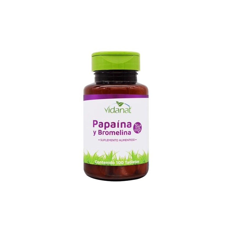 Vidanat Papaína y Bromelina 100 Tabletas – Suplemento Alimenticio de