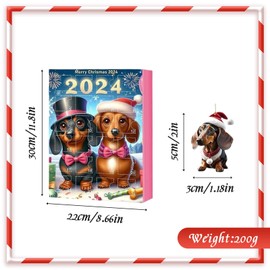 Ellxen Dachshund Advent Calendar 2024,Enjoy 24 Days of Christmas with Collectible,Silly,and Cute Dog Set,24 Day Countdown Advent Calendar 2024,Perfect for Home Decorations and Dog Lovers