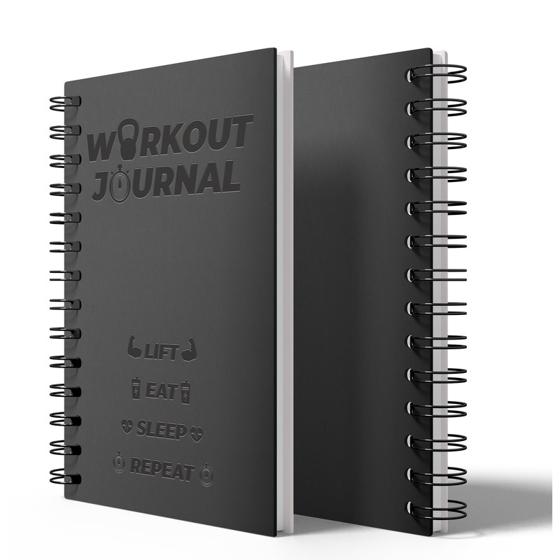 Gym Workout Log Book - Leather Cover Fitness Planner with