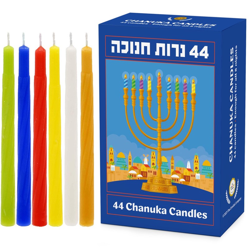 The Dreidel Company 2 Pack Multicolor Hanukkah Candles Menorah Candles